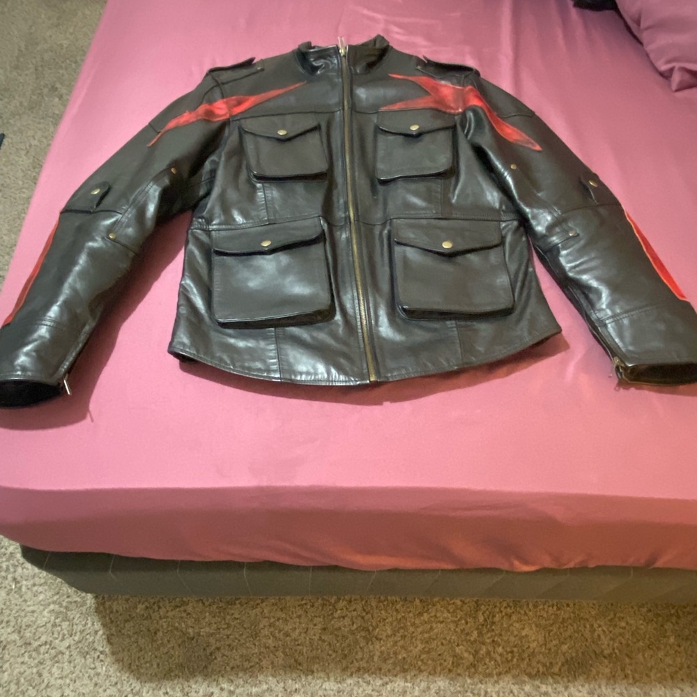 Leather biker jacket